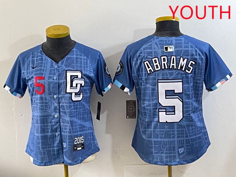 Youth Washington Nationals 5 Abrams Joint Name 2025 Nike MLB Jersey style 9